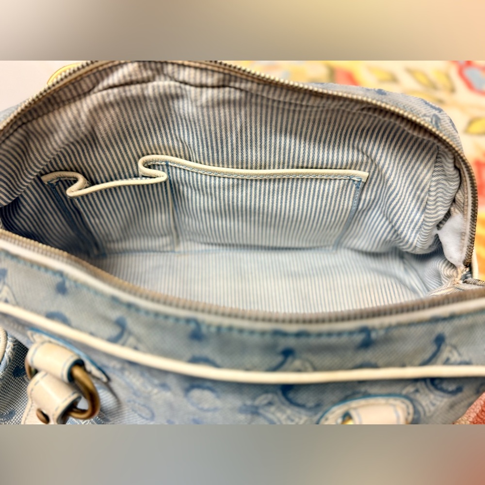 SOLD CELINE Vintage Y2K C Macadam Light Blue & White Cotton Canvas White - Picture 14 of 16